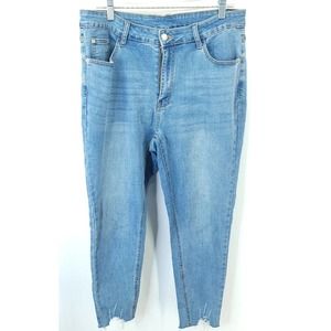 SheIn Womens Lightwash High Rise 5 Pockets Raw Hem Denim Skinny Jeans Size 1XL